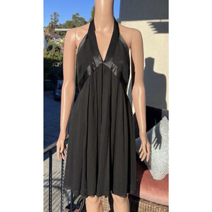 Carmen Marc Valvo Little Black Dress Babydoll Halter Wimpsygoth Pleated Skirt
